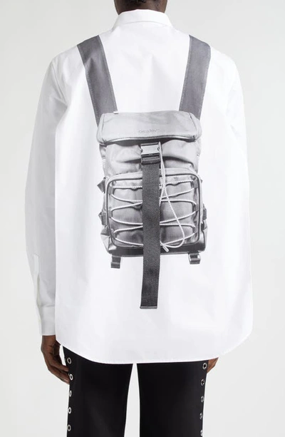 Shop Off-white Trompe L'oeil Backpack Button-up Shirt In White Black