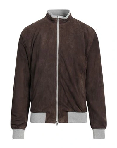 Shop Barba Napoli Man Jacket Dark Brown Size 46 Leather