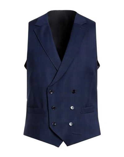 Shop Luigi Bianchi Mantova Man Tailored Vest Blue Size 38 Virgin Wool, Elastane, Viscose