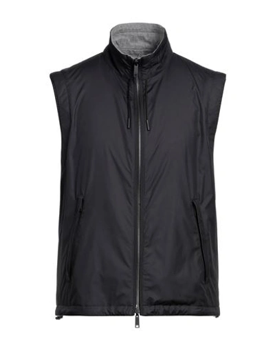 Zegna Man Jacket Midnight Blue Size 48 Polyester, Cashmere, Cotton, Silk, Calfskin In Black