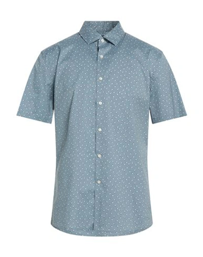 Shop Michael Kors Mens Man Shirt Pastel Blue Size 3xl Cotton, Nylon, Elastane