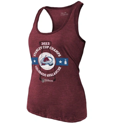 Shop Majestic Threads Burgundy Colorado Avalanche 2022 Stanley Cup Champions Racerback Tank Top