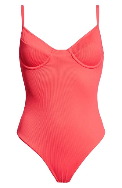 Shop Kulani Kinis Ribbed Underwire One-piece Swimsuit In Watermelon
