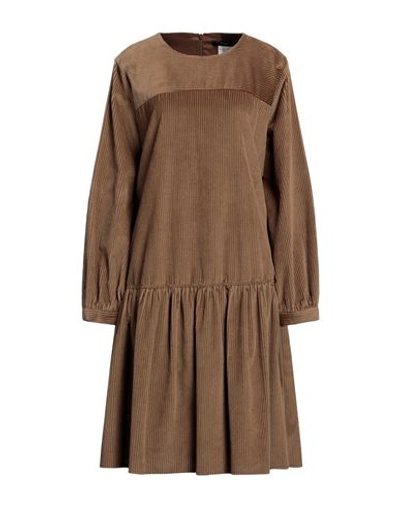 Shop Weekend Max Mara Woman Midi Dress Camel Size 16 Cotton In Beige