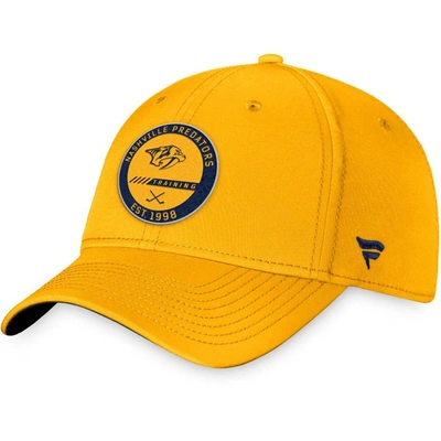 Shop Fanatics Branded Gold Nashville Predators Authentic Pro Team Training Camp Practice Flex Hat