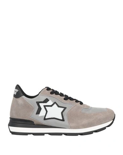 Shop Atlantic Stars Man Sneakers Grey Size 7 Soft Leather, Textile Fibers