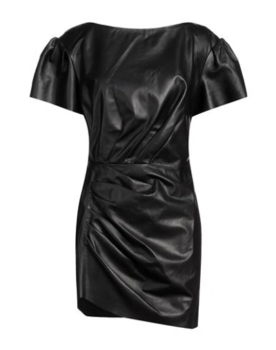 Dsquared2 Woman Mini Dress Black Size 6 Ovine Leather In Black