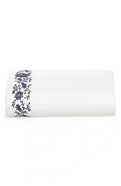 Shop Ralph Lauren Eloise Embroidered 624 Thread Count Organic Cotton Flat Sheet In Polo Navy
