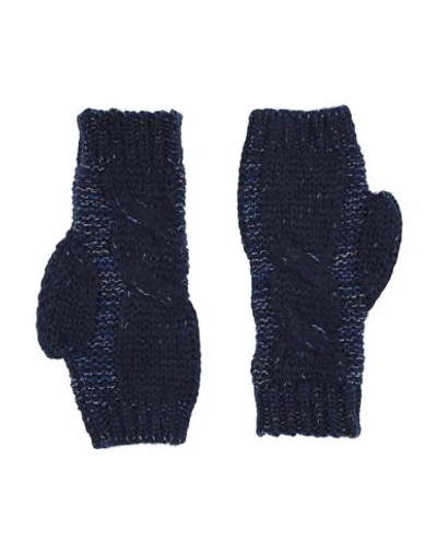 Shop Missoni Man Gloves Midnight Blue Size Onesize Wool, Mohair Wool, Polyamide