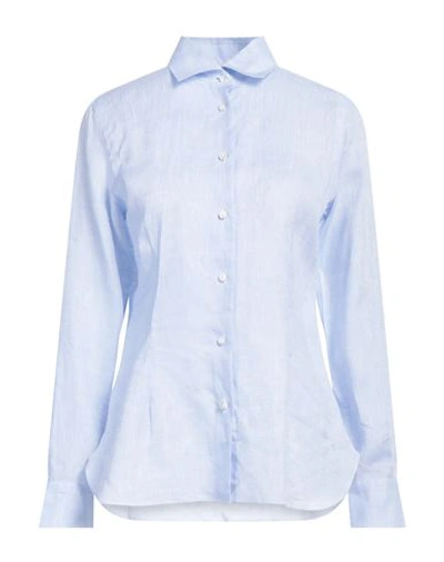 Shop Barba Napoli Woman Shirt Sky Blue Size 8 Linen