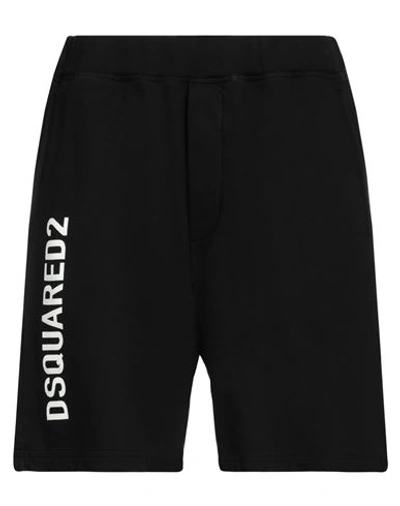 DSQUARED2 DSQUARED2 MAN SHORTS & BERMUDA SHORTS BLACK SIZE L COTTON, ELASTANE 