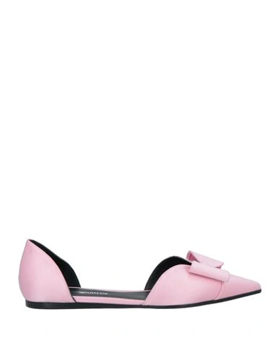 Emporio Armani Woman Ballet Flats Pink Size 11.5 Textile Fibers In Pink