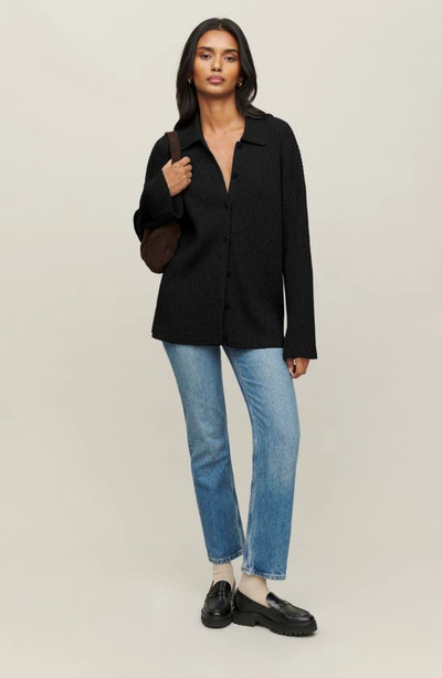 Shop Reformation Fantino Recycled Cashmere Blend Cardigan In Black