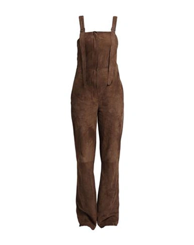 Shop Salvatore Santoro Woman Jumpsuit Brown Size 4 Ovine Leather