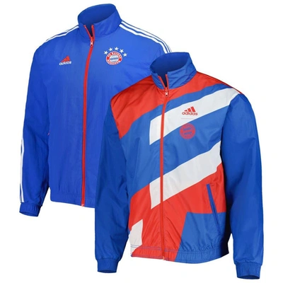 Shop Adidas Originals Adidas Blue Bayern Munich 2022/23 On-field Team Logo Anthem Reversible Full-zip Jacket