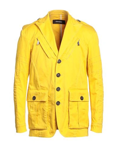 Shop Dsquared2 Man Blazer Yellow Size 38 Cotton, Elastane