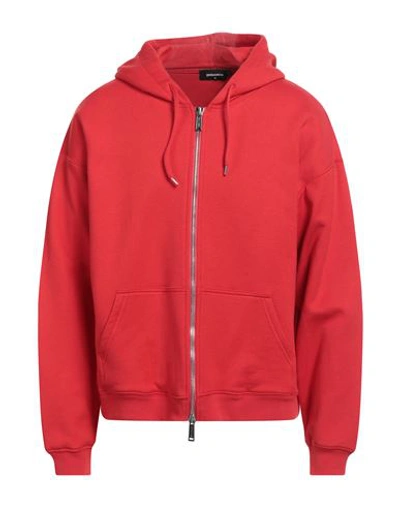 Shop Dsquared2 Man Sweatshirt Red Size M Cotton, Elastane