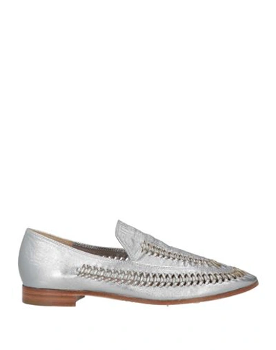 Shop Giorgio Armani Woman Loafers Silver Size 8 Leather