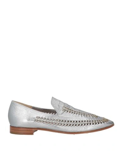 Giorgio Armani Woman Loafers Silver Size 11 Leather In Silver