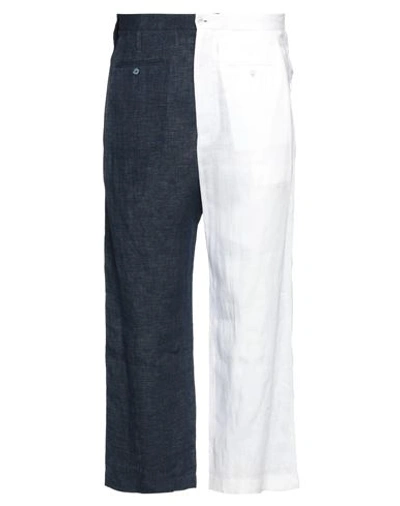 Shop Dolce & Gabbana Man Pants Midnight Blue Size 38 Linen