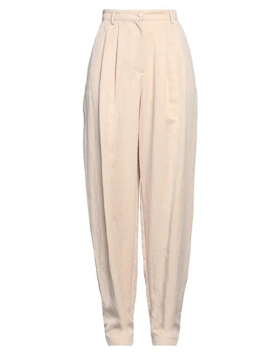 Emporio Armani Woman Pants Sand Size 12 Lyocell, Polyamide In Beige