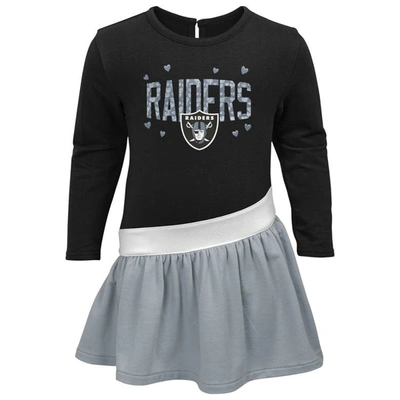 Shop Outerstuff Girls Infant Black/silver Las Vegas Raiders Heart To Heart Jersey Tri-blend Dress