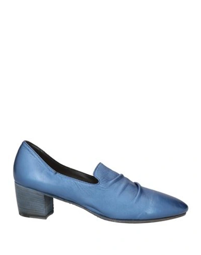 Shop Pantanetti Woman Loafers Azure Size 5 Leather In Blue