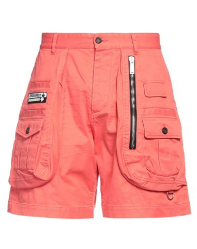 Shop Dsquared2 Man Shorts & Bermuda Shorts Coral Size 32 Cotton, Elastane In Red