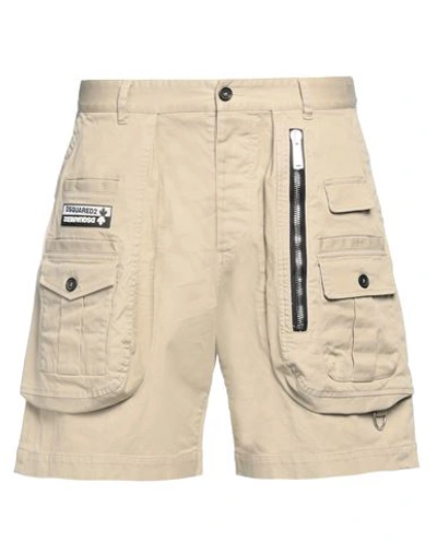 Shop Dsquared2 Man Shorts & Bermuda Shorts Beige Size 36 Cotton, Elastane