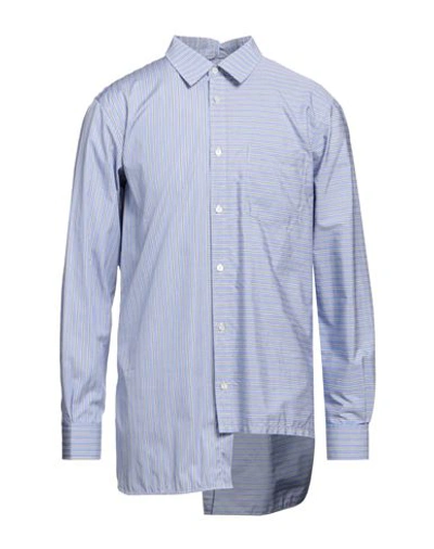 Shop Lanvin Man Shirt Azure Size 16 Cotton In Blue