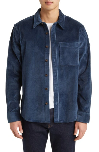 Shop Madewell Easy Stretch Corduroy Button-up Shirt In Warm Midnight