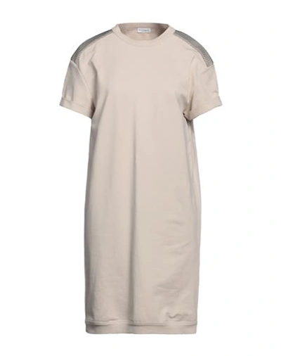 Shop Brunello Cucinelli Woman Mini Dress Beige Size M Cotton, Elastane, Brass, Acetate, Silk