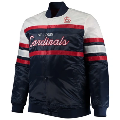 Shop Mitchell & Ness Navy/red St. Louis Cardinals Big & Tall Coaches Satin Full-snap Jacket