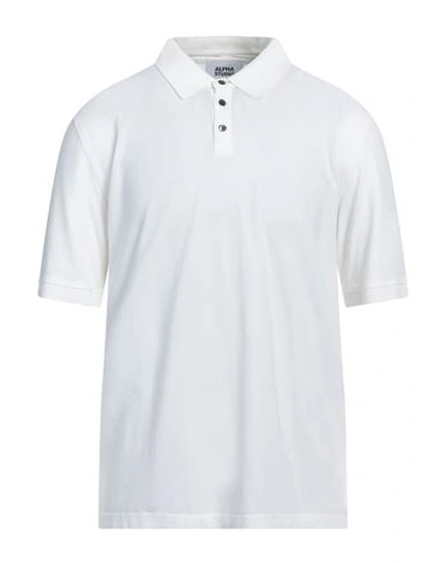 Shop Alpha Studio Man Polo Shirt White Size 44 Cotton, Elastane
