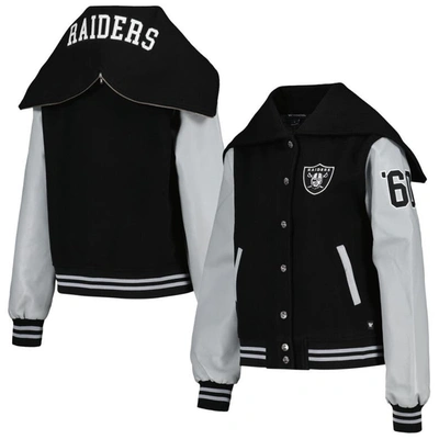 Shop The Wild Collective Black Las Vegas Raiders Sailor Full-snap Hooded Varsity Jacket