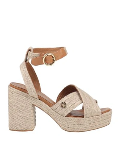 Maje Woman Espadrilles Sand Size 8 Leather, Straw In Beige