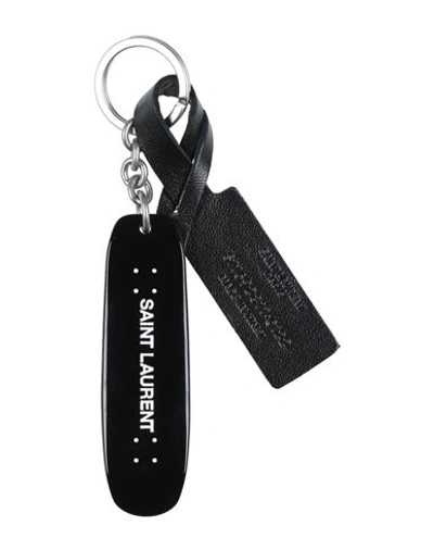 Shop Saint Laurent Woman Key Ring Black Size - Plastic