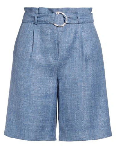 Shop Barba Napoli Woman Shorts & Bermuda Shorts Blue Size 6 Linen