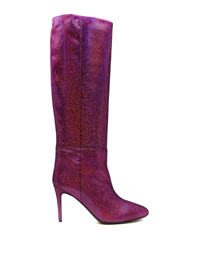Shop Anna F Leather Boots In Fucsia