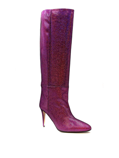 Anna F Leather Boots In Fucsia