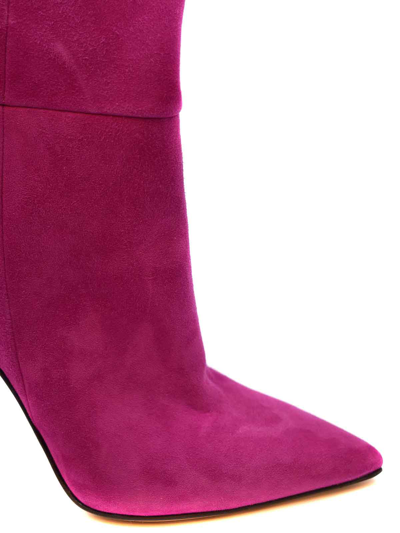 Shop Anna F Leather Boots In Fucsia