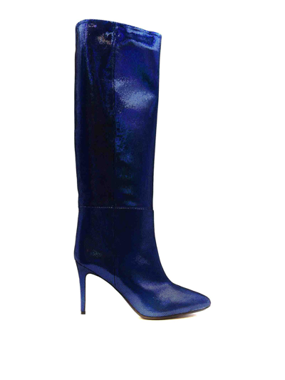 Shop Anna F Leather Boots In Azul