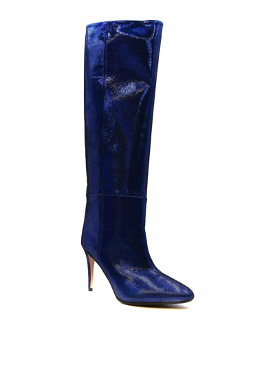 Shop Anna F Leather Boots In Azul