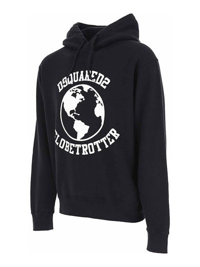Dsquared2 Globetrotter Logo-print Hoodie In Negro