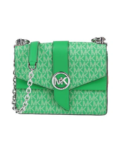 Shop Michael Michael Kors Woman Cross-body Bag Green Size - Soft Leather