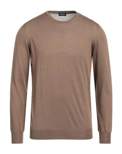 Shop Drumohr Man Sweater Camel Size 42 Silk In Beige
