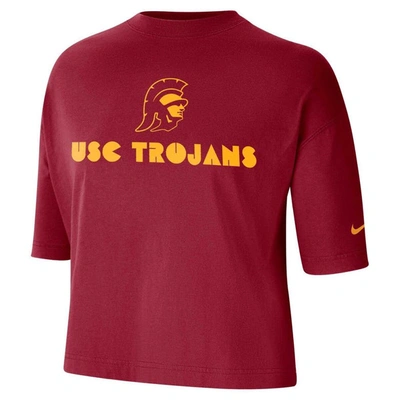 Shop Nike Cardinal Usc Trojans Crop Performance T-shirt