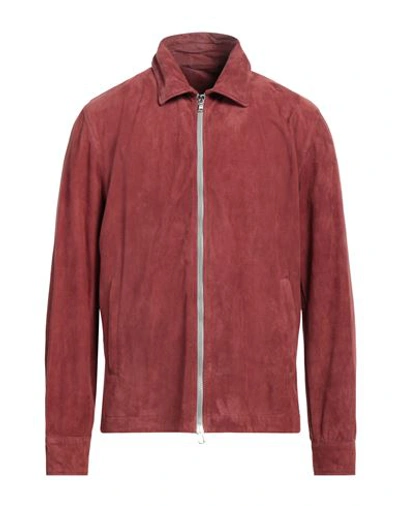 Shop Barba Napoli Man Jacket Brick Red Size 44 Leather