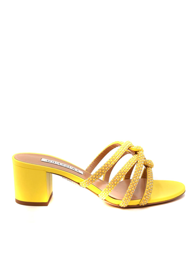 Shop Aquazzura Leather Sandals In Yellow