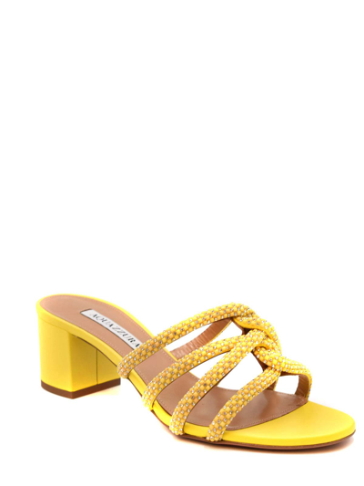 Shop Aquazzura Leather Sandals In Yellow